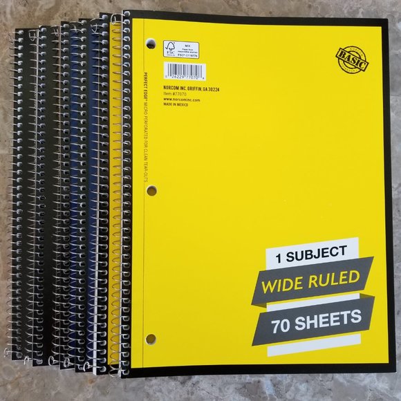 NEW 6 Pack Bundle of Spiral Notebooks: 1-subject, 70-count, Wide Ruled - Picture 3 of 7